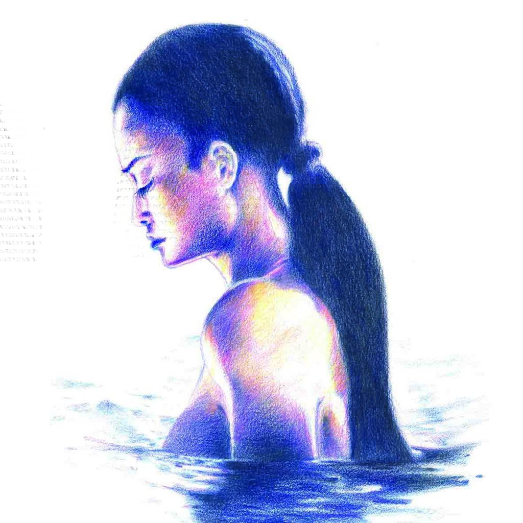 Dessin de la fille dans l'eau